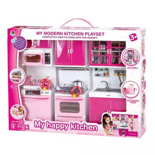 3 in 1 play kitchen set for children girl in Ahmedabad Gujarat with pink modern kitchen playset