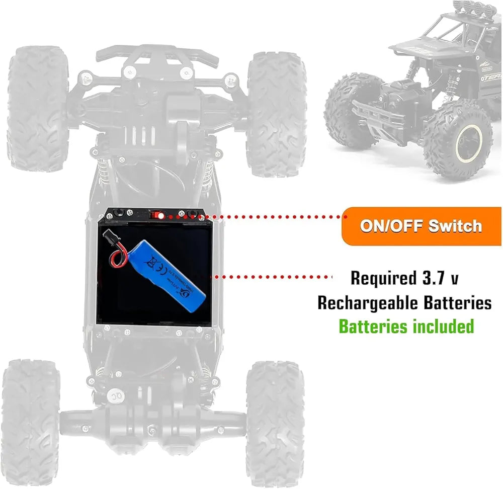 Monster Truck Rock Crawler Car with remote control and rechargeable batteries for ages 8 and up from Sam's Toy World