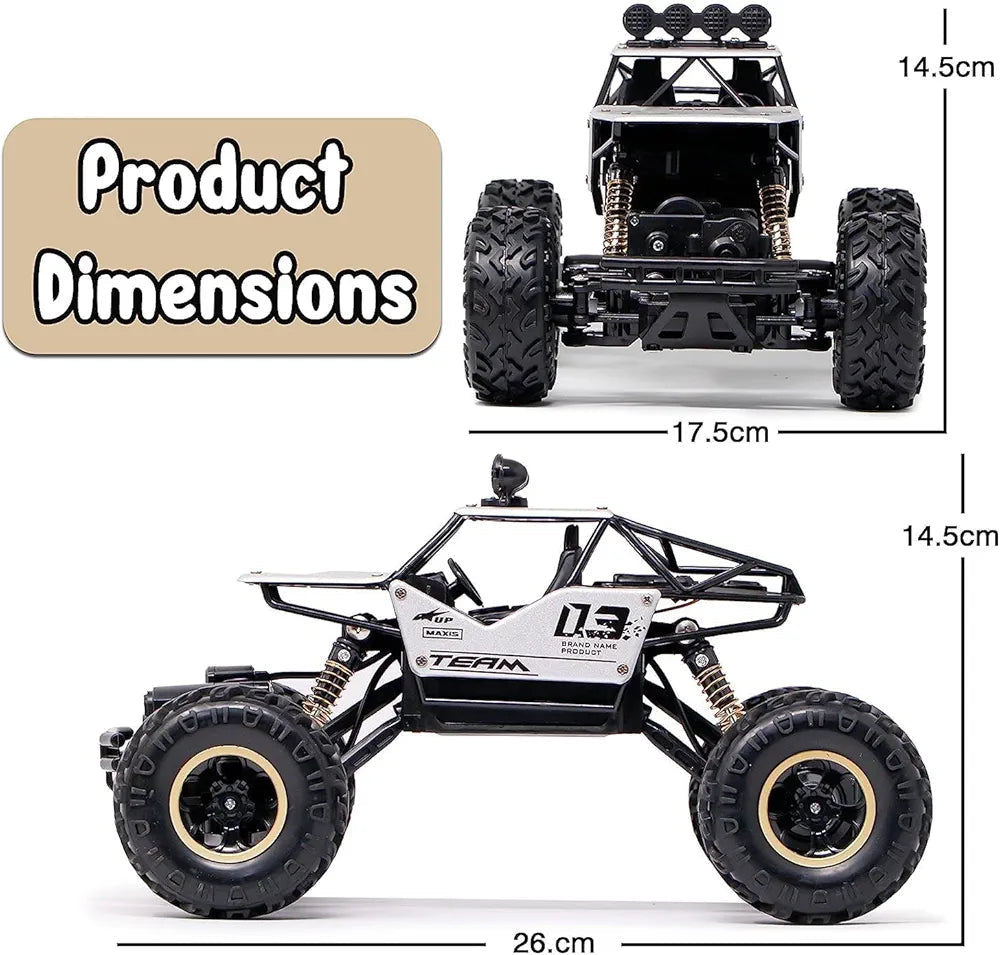 Monster Truck Rock Crawler Car in Black with Off-Road Wheels, suitable for ages 6 and up, from Sam's Toy World