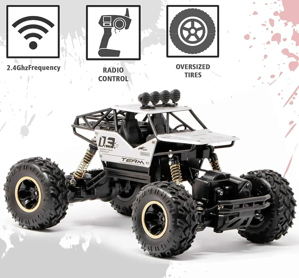 Monster Truck Rock Crawler Car in Black with Oversized Tires for kids; Sam's Toy World