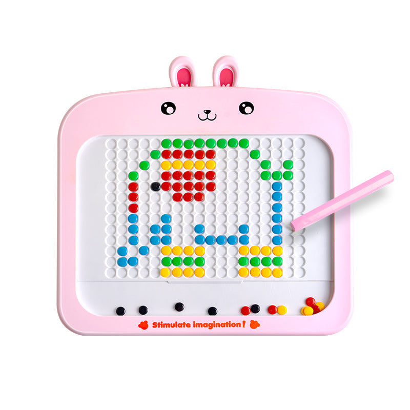 Pink Montessori educational toy with a bunny design, front view, for stimulating imagination in children