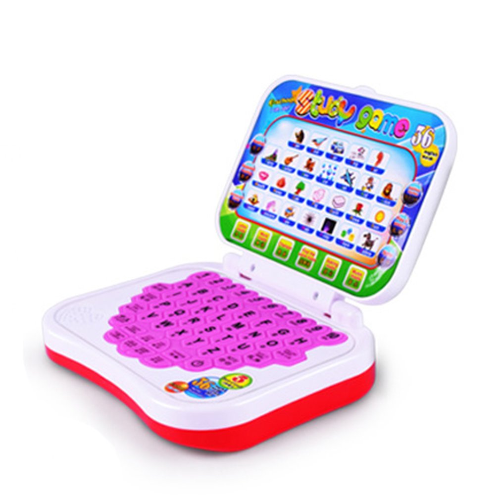 Montessori educational toy interactive learning laptop in pink and white for ages 3 and up by Sam's Toy World