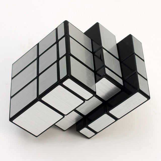 Professional speed cube mirror silver, angled view, for enhancing problem-solving skills and fun challenges