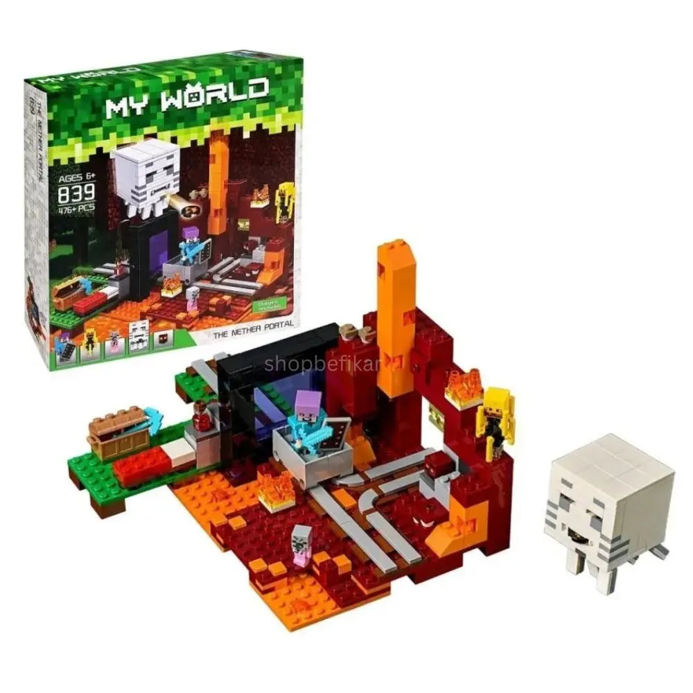 Minecraft-themed block set including a nether world portal in Ahmedabad, colorful design for building adventures