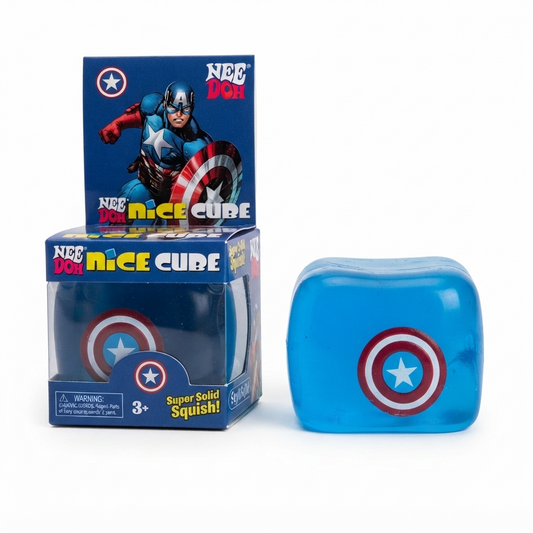 Nee doh squishy toy in blue featuring Captain America for children aged 3 and up from Sam's Toy World