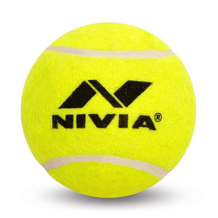 Nivia cricket tennis ball yellow, top view, ideal for practice and casual play at Sam's Toy World Ahmedabad