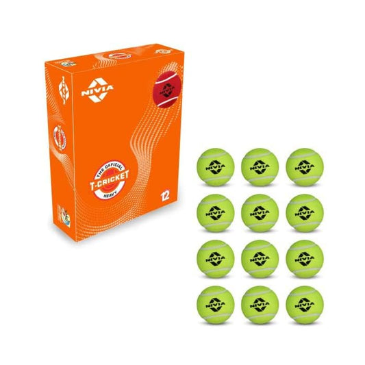 Pack of 12 Nivia neon green tennis balls with orange box for kids Nivia cricket tennis balls for kids In Ahmedabad online India