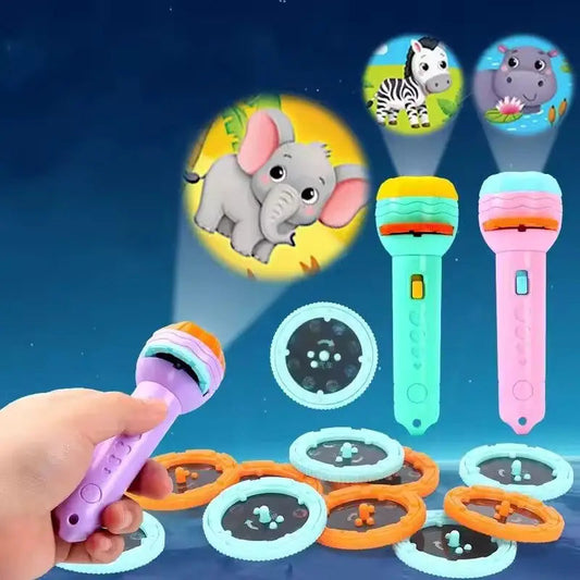 Handheld kids story projector light Ahmedabad Gujarat online India projecting animal scenes with discs and pastel toy projectors