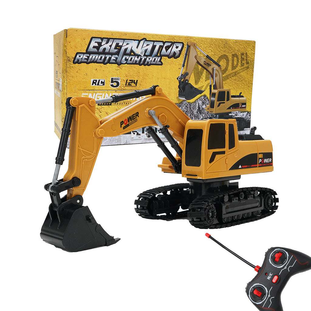 Sam's Toy World electric remote control excavator in yellow for kids ages 5 and up with working tracks and arm
