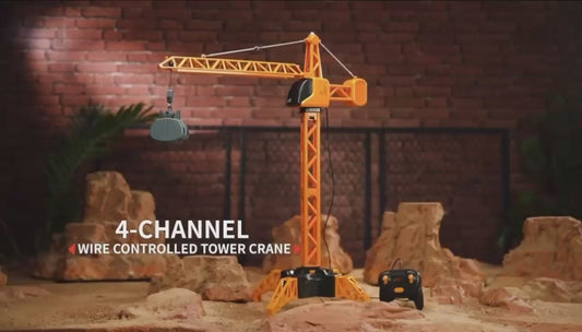 Wired RC Crawler Crane with Tower Light and Adjustable Height Remote Control Robotic Excavator,Educational Construction Vehicles Toy Upgraded | sams toy world