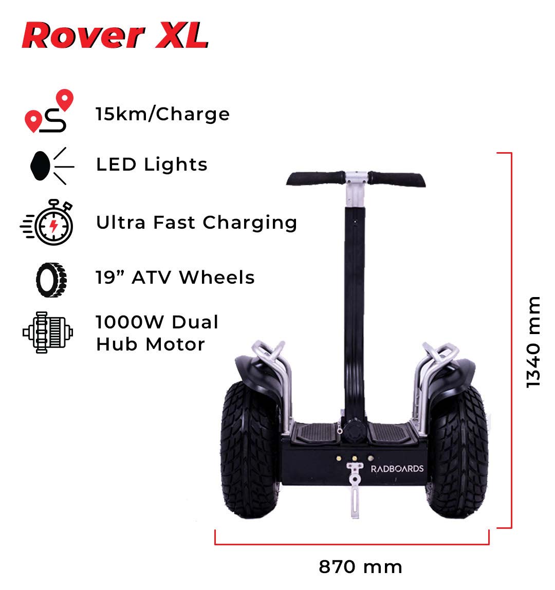 19 inch full size segway Ahmedabad Gujarat Rover XL with 19 inch ATV wheels and LED lights