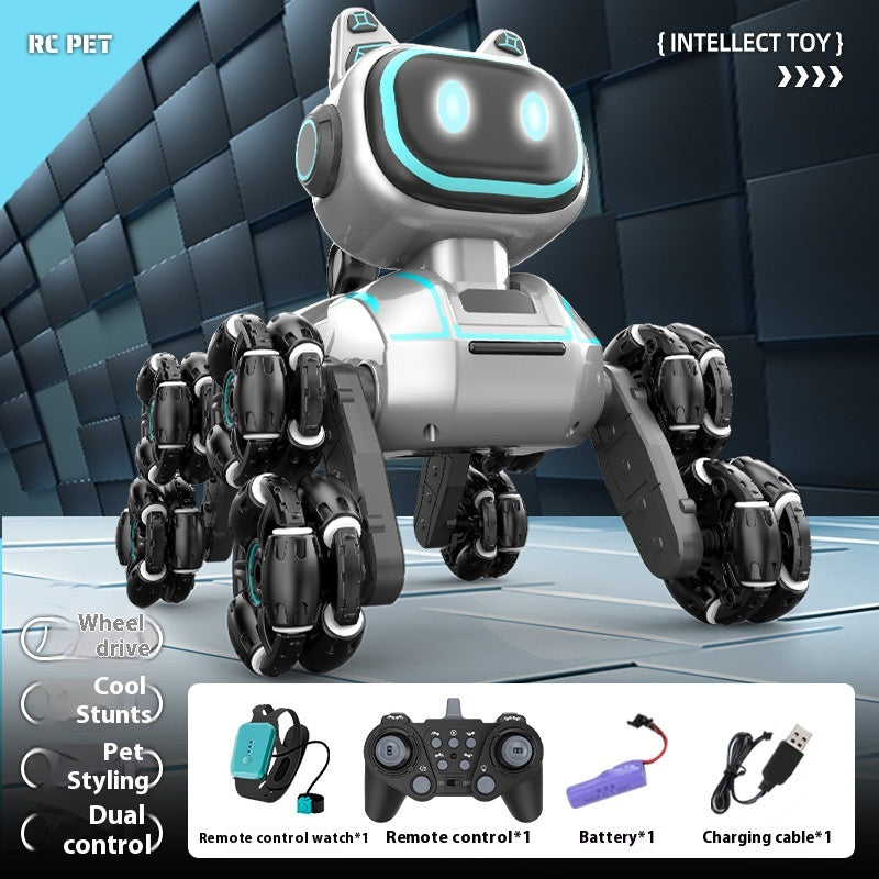 RC Pet Robot Dog with Remote Control features in Blue, suitable for ages 6 and up from Sam's Toy World