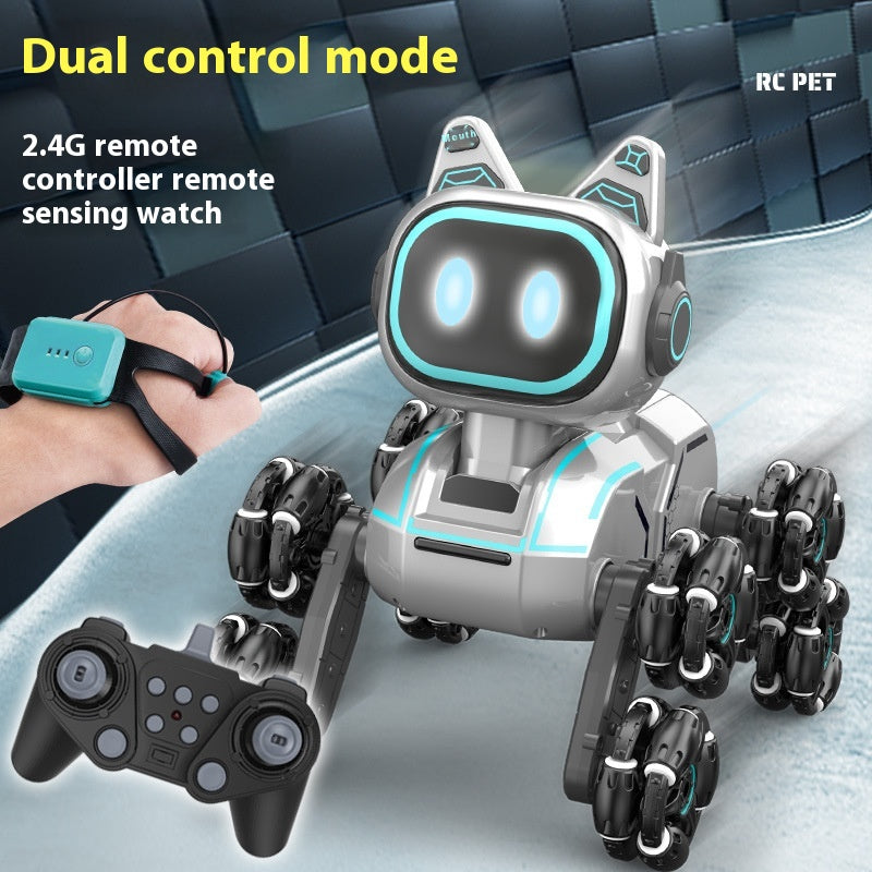Sam's Toy World RC pet robot dog remote control rc car in gray with dual control mode for ages 6 and up