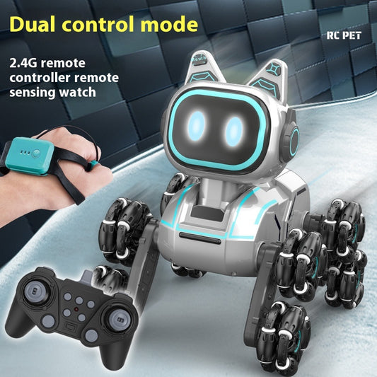 Sam's Toy World RC pet robot dog remote control rc car in gray with dual control mode for ages 6 and up