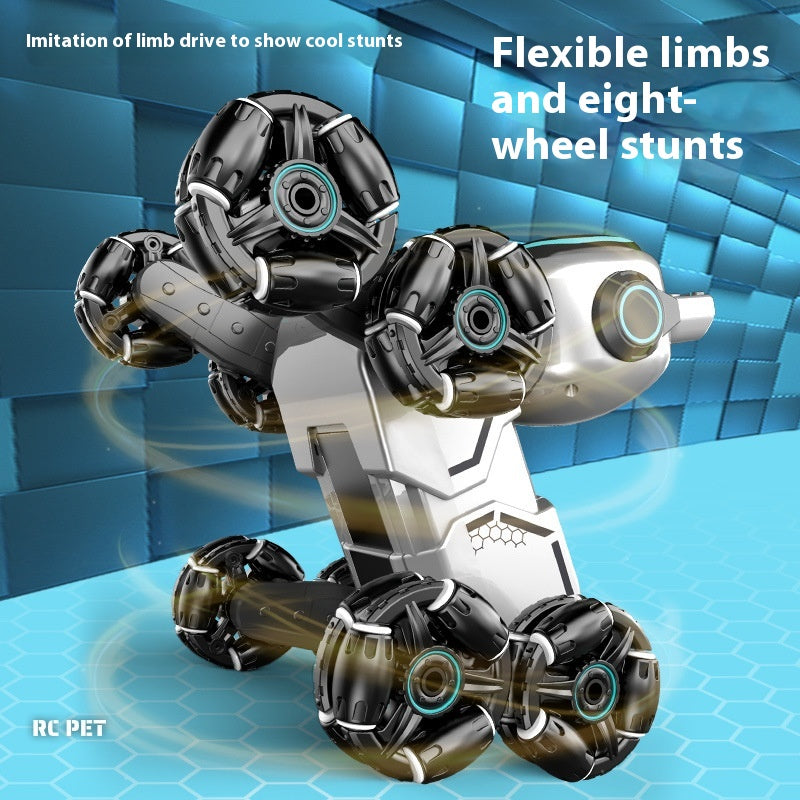 Sam's Toy World RC pet robot dog remote control rc car performing stunts with flexible limbs and eight wheels