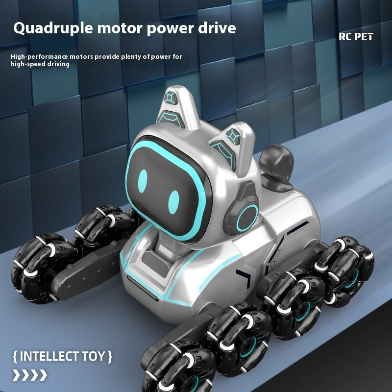 Rc pet robot dog remote control rc car in silver with quad motor drive for kids aged 5 and up from Sam's Toy World