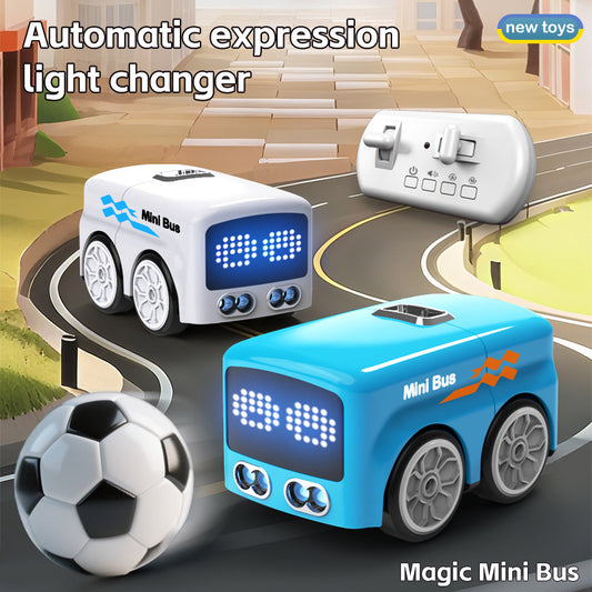 Magic Mini Bus in blue and white with automatic expression light changer for kids, Sam's Toy World