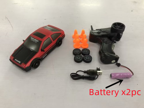 red remote control car with remote, top view, ideal for racing and fun activities