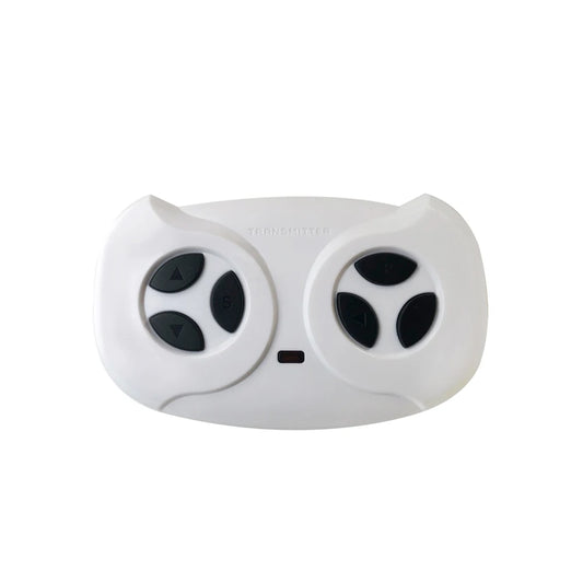 White remote control desktop chrome device with directional buttons for easy navigation