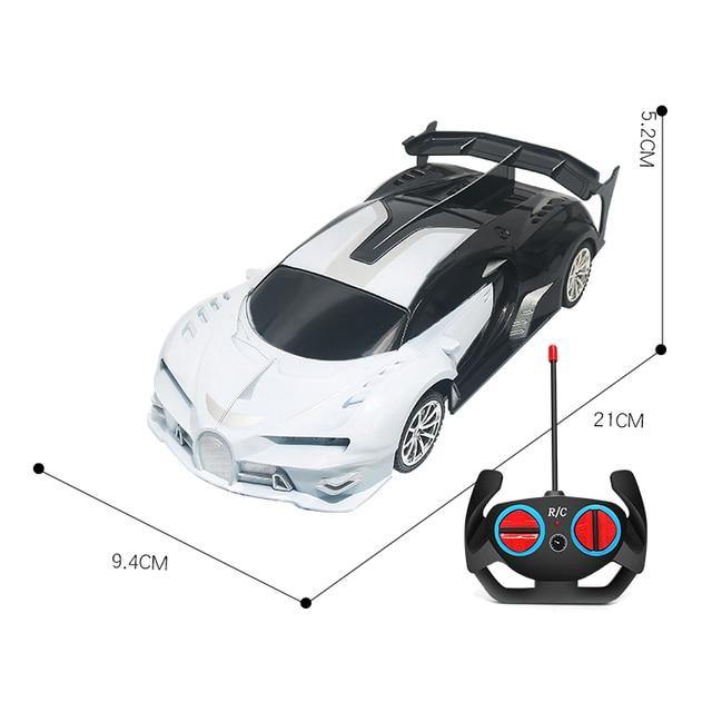Black and white remote control toy car 4wd with a sleek design, top view, for racing fun