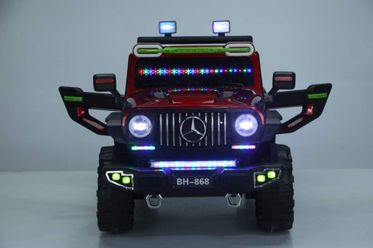 Red ride-on car for boys and girls Ahmedabad Gujarat with LED lights and open doors