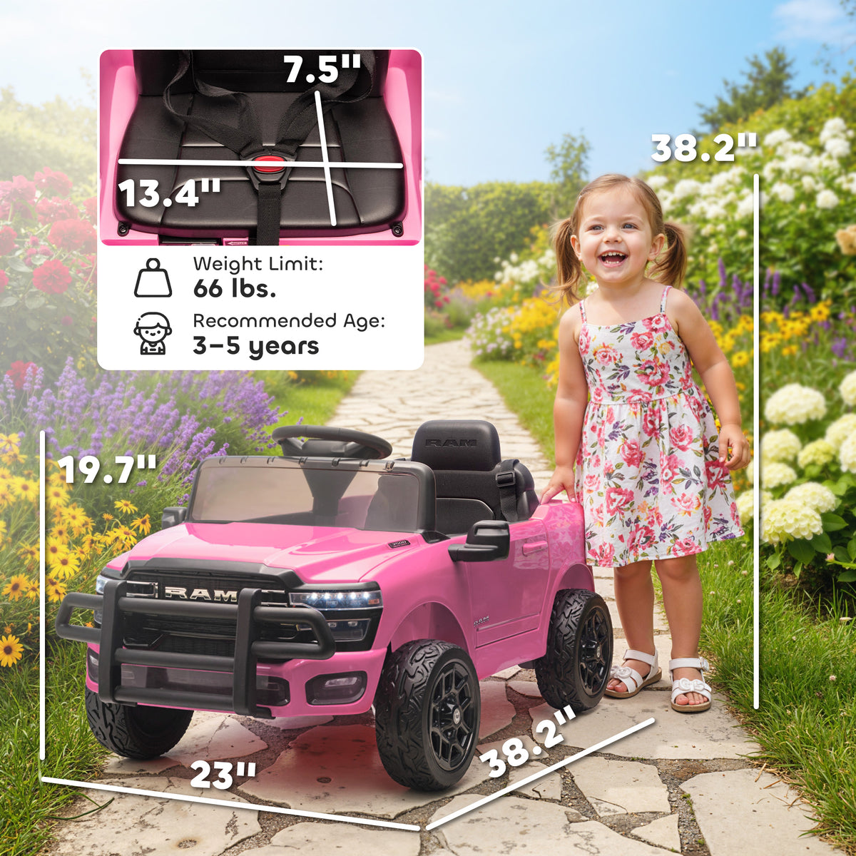 Sam's Toy World pink Ride on kids cars remote control of car battery car with seat and spacious design for ages 3-5