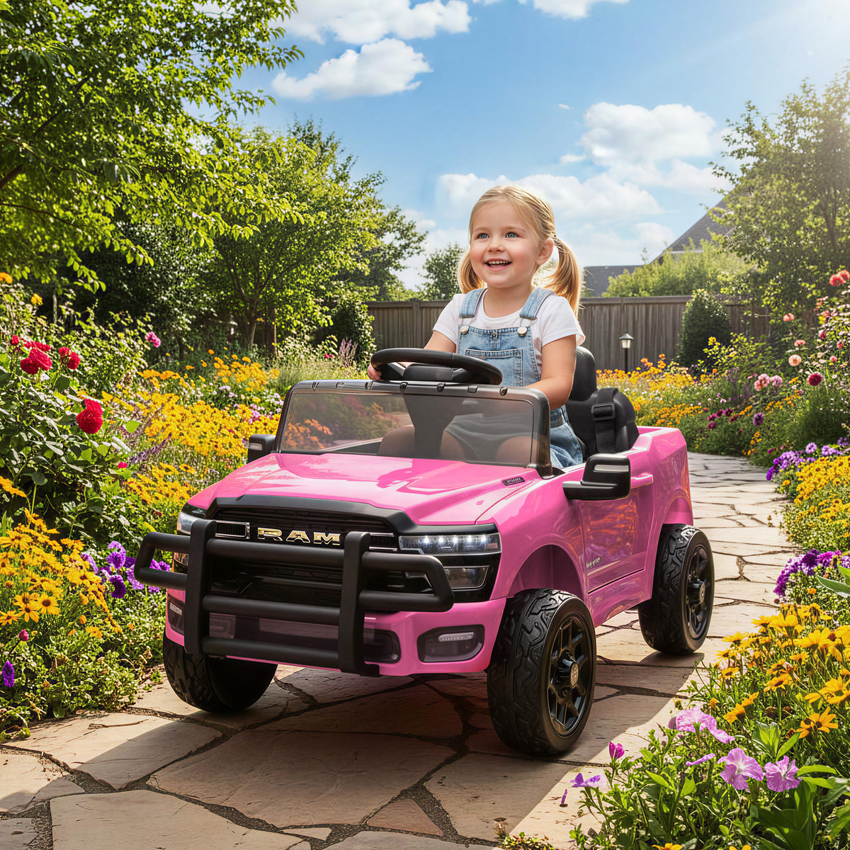 Pink Ride on kids car remote control of car battery car by Sam's Toy World for ages 3-7 outdoors