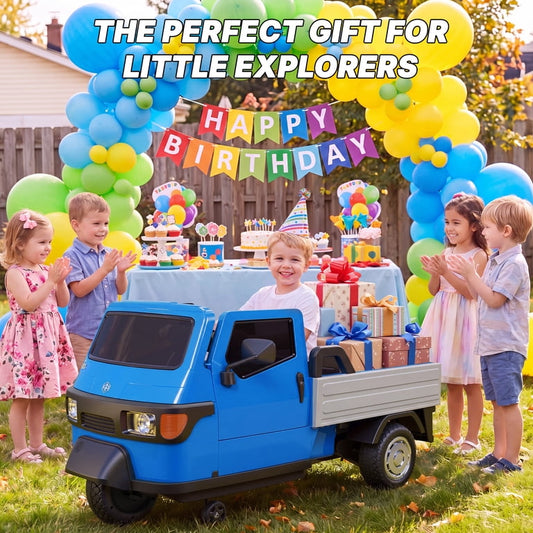 Ride on kids tempo in blue for outdoor play, suitable for ages 3-8, from Sam's Toy World