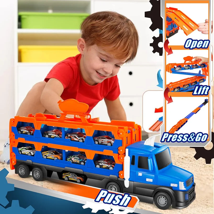 Buy Truck Race Track Set, 55 Inch Race Track with 10 Die-Cast Metal Toy Cars, Interactive Truck with Lights & Sounds, Toddler Truck | sams toy world Sam's Toy World  Sams toy world shop in Ahmedabad Gujarat 