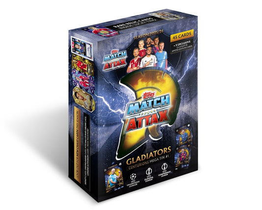 Match Attax Champions League 25/26 Mega Tin Random Color (45 Cards + 3 Gladiators Limited Edition)