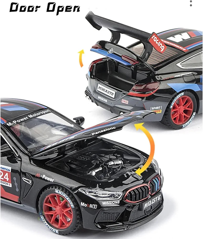 Buy 1:32 BMW M8 Thunder Toy Car Metal Pull Back Diecast Car with Openable Door and Sound Light, Gifts Toys for Kids Black | sams toy world Sam's Toy World  Sams toy world shop in Ahmedabad Gujarat 