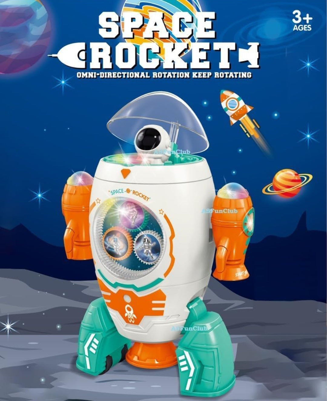 Space Rocket Dancing Robot Toy for Kids Comes Up with 360° Rotation| Music and Lighting Feature Interactive Playful Toy for Children Ages 3+