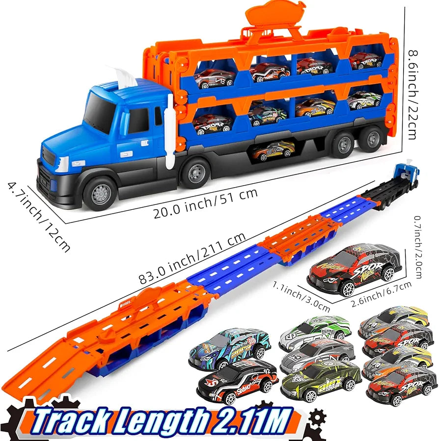 Buy Truck Race Track Set, 55 Inch Race Track with 10 Die-Cast Metal Toy Cars, Interactive Truck with Lights & Sounds, Toddler Truck | sams toy world Sam's Toy World  Sams toy world shop in Ahmedabad Gujarat 