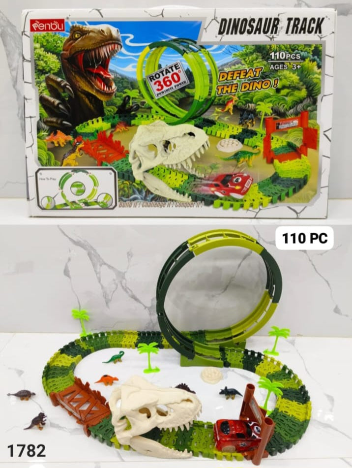 Buy Dinosaur Race Track Toy Set Flexible Track Playset Different Way to Build Your Own Track Set with Glow at Dark Road Race Flexible Assembly Track System for Kids (110Pcs) Sam's Toy World  Sams toy world shop in Ahmedabad Gujarat 