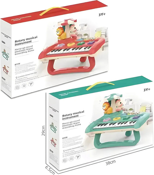 Buy Rotary Animal Carousel Electronic Organ for Toddlers | 4-in-1 Musical Groundhog Game with Piano & Drums | 17 Nursery Rhymes, Lights & Sounds | Educational Baby Toy| 2 Colors Sam's Toy World  Sams toy world shop in Ahmedabad Gujarat 