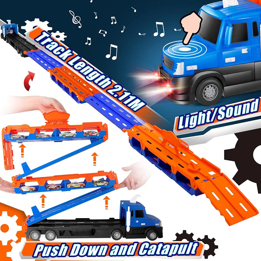 Buy Truck Race Track Set, 55 Inch Race Track with 10 Die-Cast Metal Toy Cars, Interactive Truck with Lights & Sounds, Toddler Truck | sams toy world Sam's Toy World  Sams toy world shop in Ahmedabad Gujarat 