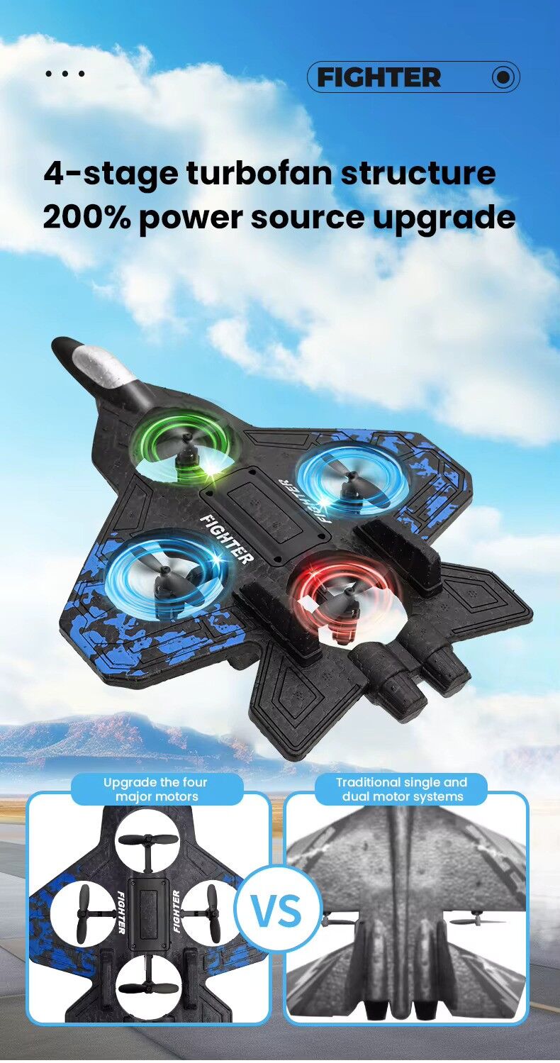 Buy Rc Remote Drone Glider Flying Toy With Light Jet Airplane 2.4G EPP Stunt kids Remote Control Foam Fighter Plane samstoy.in Sams toy world shop in Ahmedabad Gujarat 
