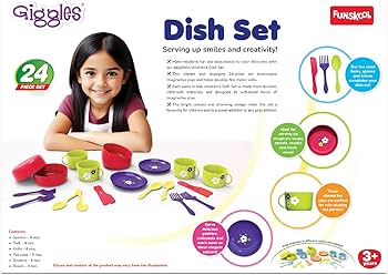 Buy Giggles Funskool Dish Set | Colourful Pretend and Play Cooking Set|Role Play, Toy for Kids|3 Years and Above, Preshool Toys| 24 Piece Set, samstoy.in Sams toy world shop in Ahmedabad Gujarat 