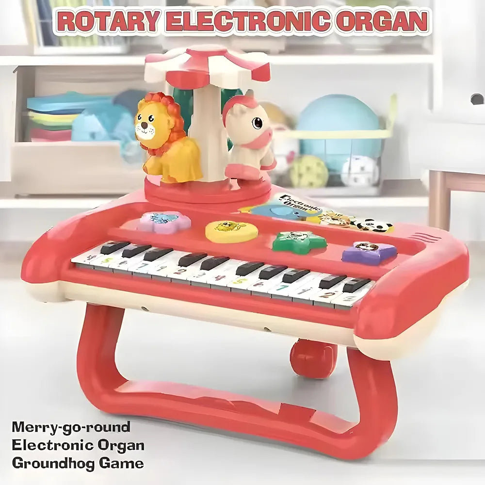 Buy Rotary Animal Carousel Electronic Organ for Toddlers | 4-in-1 Musical Groundhog Game with Piano & Drums | 17 Nursery Rhymes, Lights & Sounds | Educational Baby Toy| 2 Colors Sam's Toy World  Sams toy world shop in Ahmedabad Gujarat 