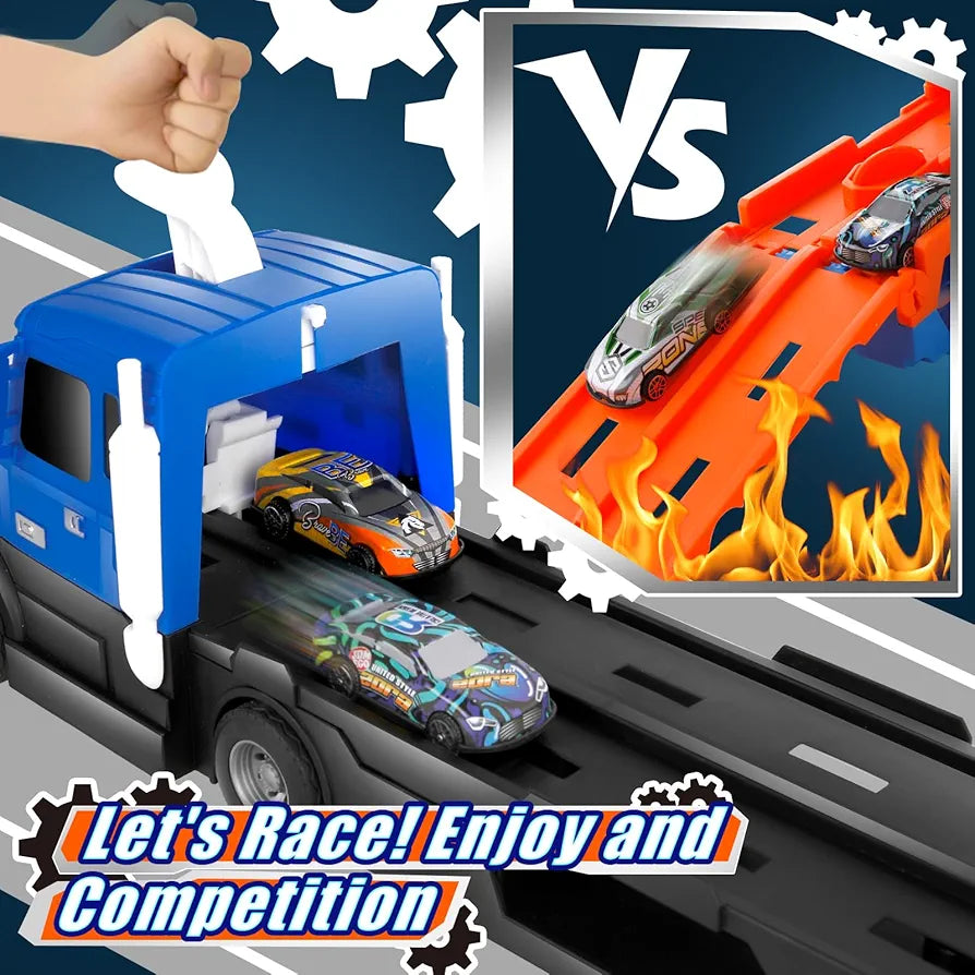 Buy Truck Race Track Set, 55 Inch Race Track with 10 Die-Cast Metal Toy Cars, Interactive Truck with Lights & Sounds, Toddler Truck | sams toy world Sam's Toy World  Sams toy world shop in Ahmedabad Gujarat 