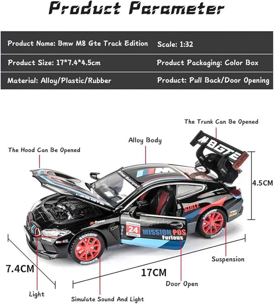 Buy 1:32 BMW M8 Thunder Toy Car Metal Pull Back Diecast Car with Openable Door and Sound Light, Gifts Toys for Kids Black | sams toy world Sam's Toy World  Sams toy world shop in Ahmedabad Gujarat 