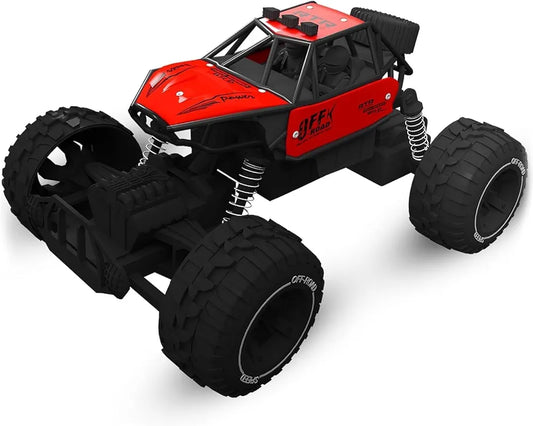 Red RC Car Rock Crawler Remote Control Car with LED Headlight, Rechargeable Battery High Speed Off Road RC Car, Monster Truck | Sams toy world