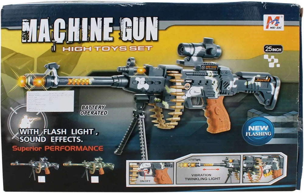 Buy The machine toy gun is made with care and special attention to detail. The shooting sound is clear and realistic and the lights bright and fun. The toy gun will give your child many hours of fun | sams toy world Sam's Toy World  Sams toy world shop in Ahmedabad Gujarat 