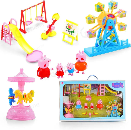 Buy Pe'ppa Pig Amusement Park Fun Playtime Set - 4 Pcs Figurines with Slide, Swing, See-Saw, Easel, Carousel & Ferris Wheel | sams toy world samstoy.in Sams toy world shop in Ahmedabad Gujarat 