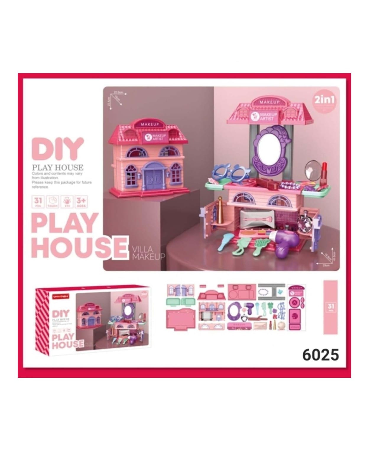 Buy DIY 2-in-1 Princess Makeup Vanity Playset – 31PCS Pretend Beauty Kit with Mirror, Hair Dryer & Accessories – Kids Makeup Toy for Girls | sams toy world Sam's Toy World  Sams toy world shop in Ahmedabad Gujarat 