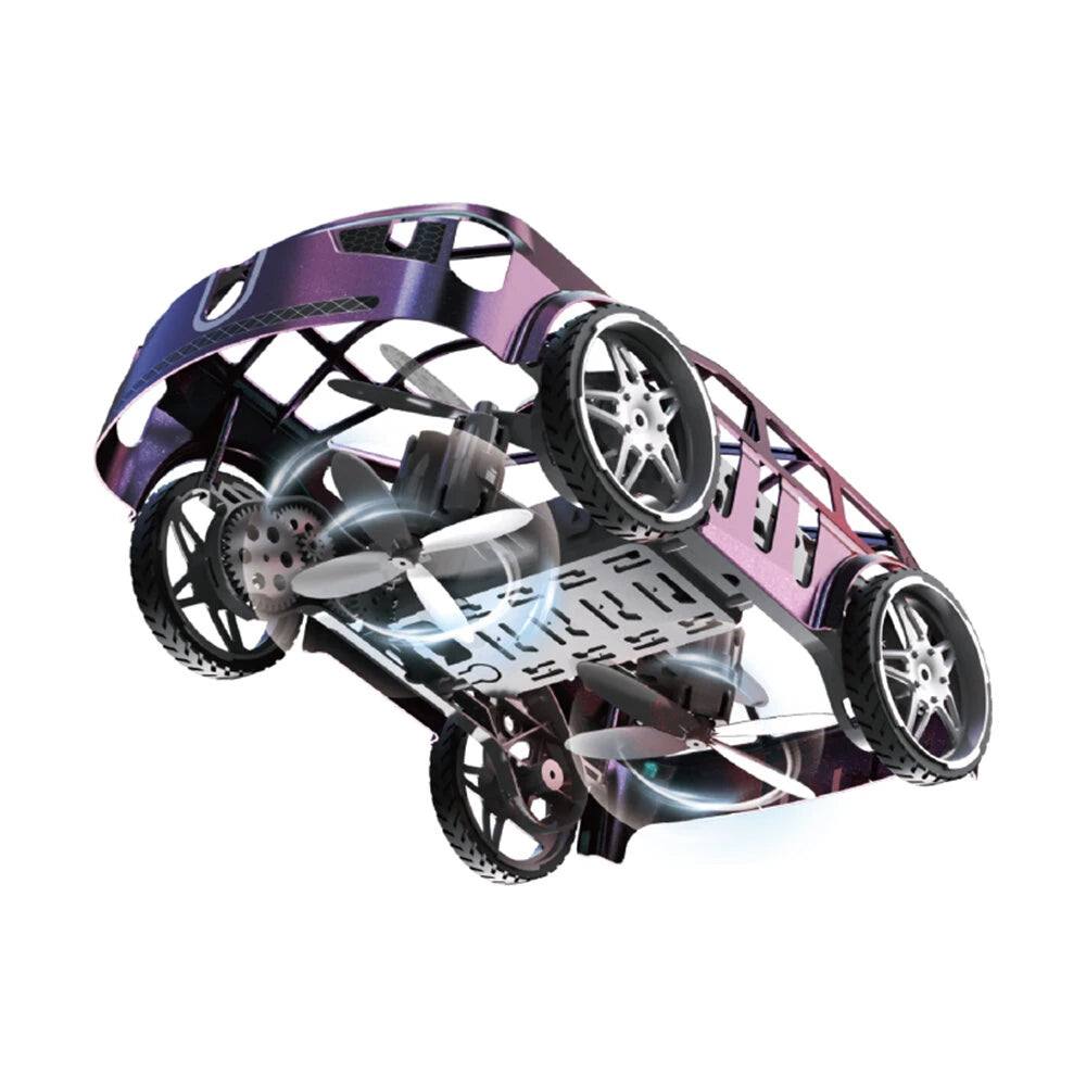 2-in-1 Flying Car Land Air Altitude Hold Headless Mode LED Light 2.4G RC Flying Car Drone Quadcopter RTF Green One Battery