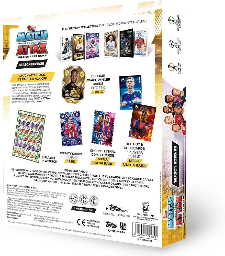 Buy UEFA Champions League Match Attax 2025-26 Trading and Collectible Card Game (Exclusive Game Pack) | sams toy world Sam's Toy World  Sams toy world shop in Ahmedabad Gujarat 