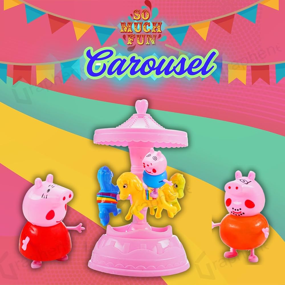 Buy Pe'ppa Pig Amusement Park Fun Playtime Set - 4 Pcs Figurines with Slide, Swing, See-Saw, Easel, Carousel & Ferris Wheel | sams toy world samstoy.in Sams toy world shop in Ahmedabad Gujarat 