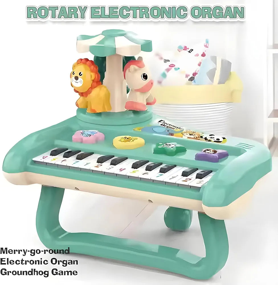 Buy Rotary Animal Carousel Electronic Organ for Toddlers | 4-in-1 Musical Groundhog Game with Piano & Drums | 17 Nursery Rhymes, Lights & Sounds | Educational Baby Toy| 2 Colors Sam's Toy World  Sams toy world shop in Ahmedabad Gujarat 
