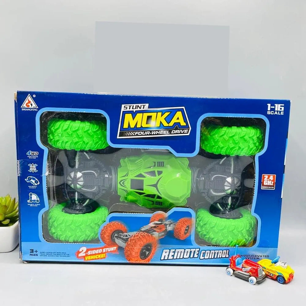 Buy Double Sided Stunt Racing Moka, Drive Off Road Rock Crawler Remote Control RC Car with 2.4 GHz, Monster Stunt car Toy for Kids, Boys samstoy.in Sams toy world shop in Ahmedabad Gujarat 